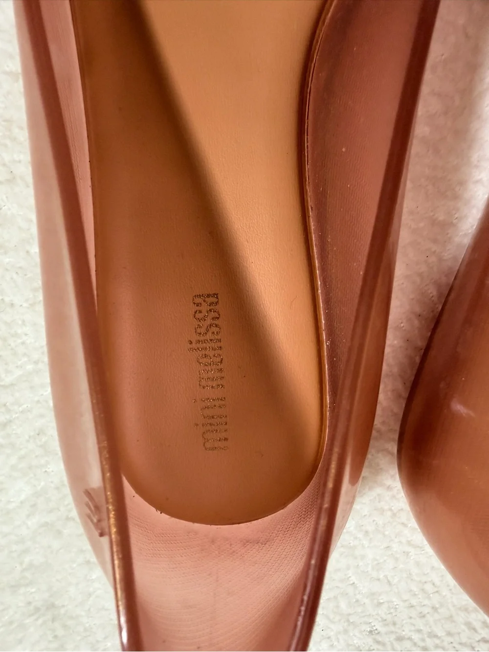 Mini Melissa Jelly Flats Shoes Pink Peach Gold Butterfly Bow Youth Size 3